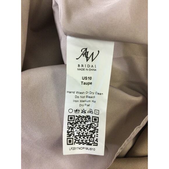 AW BRIDAL 10 L taupe Sahib satin wedding bridesmaid party maxi dress NEW B55 - Picture 10 of 10